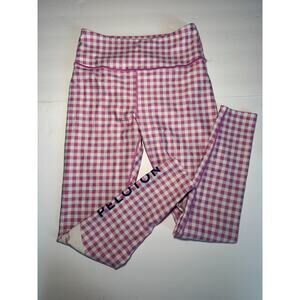 Peloton Leggings Womens Medium Pink Gingham Check High Rise Athletic Yoga Pants